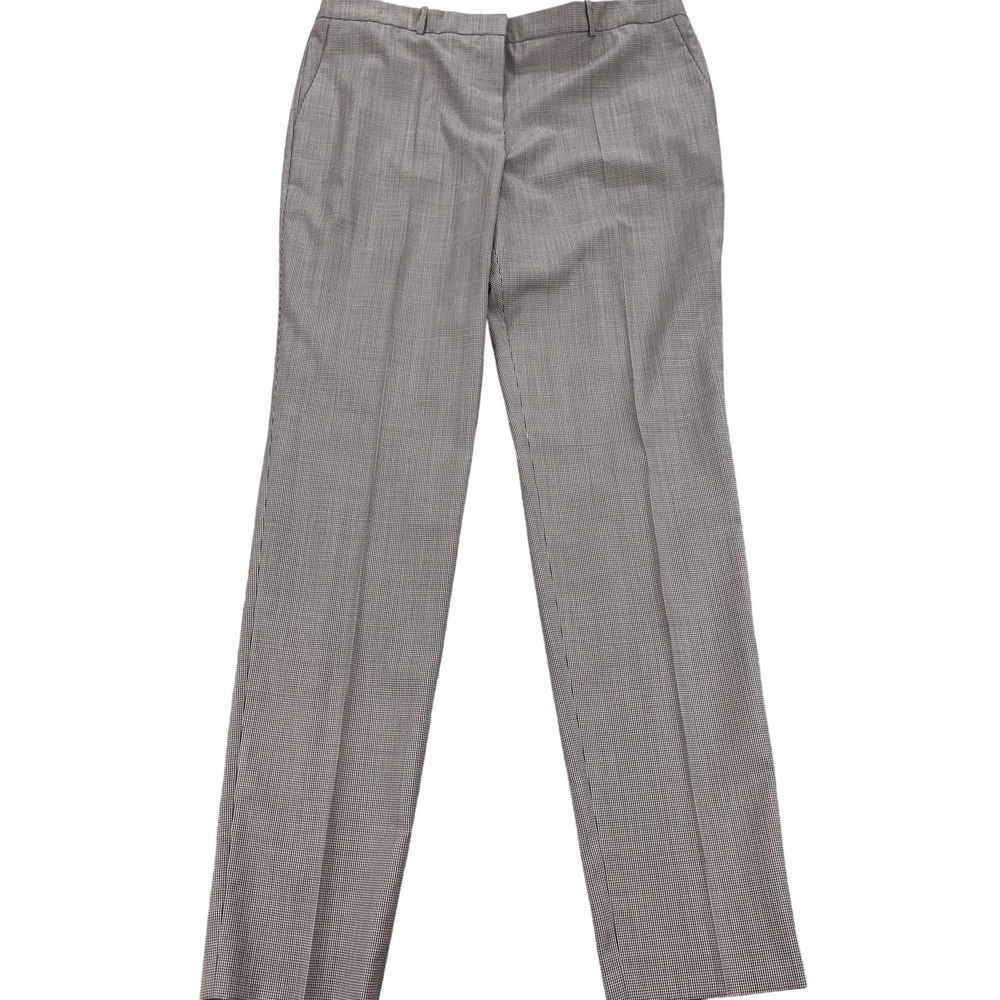 Boss Dress Pants Women 10 Brown Check Wool Office Business Casual Workwear 36x33